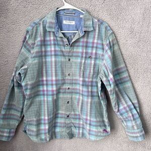 Tommy Bahama Shirt‎ Mens Large Blue Plaid Coastline Cord Button Up Long Sleeve